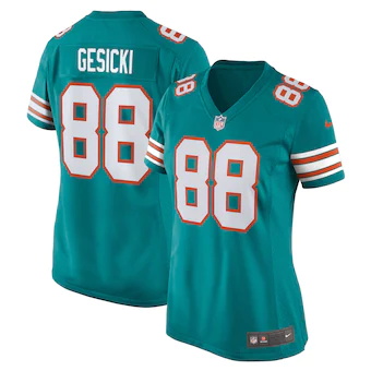 womens nike mike gesicki aqua miami dolphins alternate game